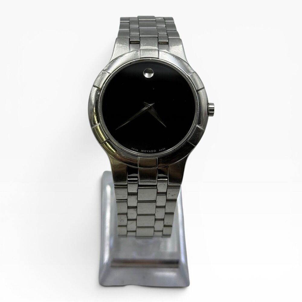 Movado Metio Ref. 02.1.14.1005 Museum Dial Stainless Steel Quartz Wristwatch